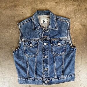 Vintage Y2K Calvin Klein Jean jacket vest Size women's large